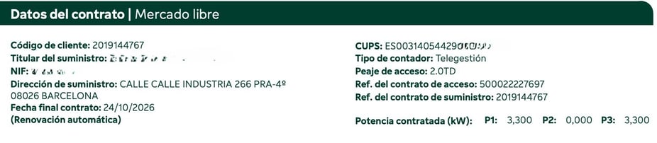 datos de contrato de luz - Nordy